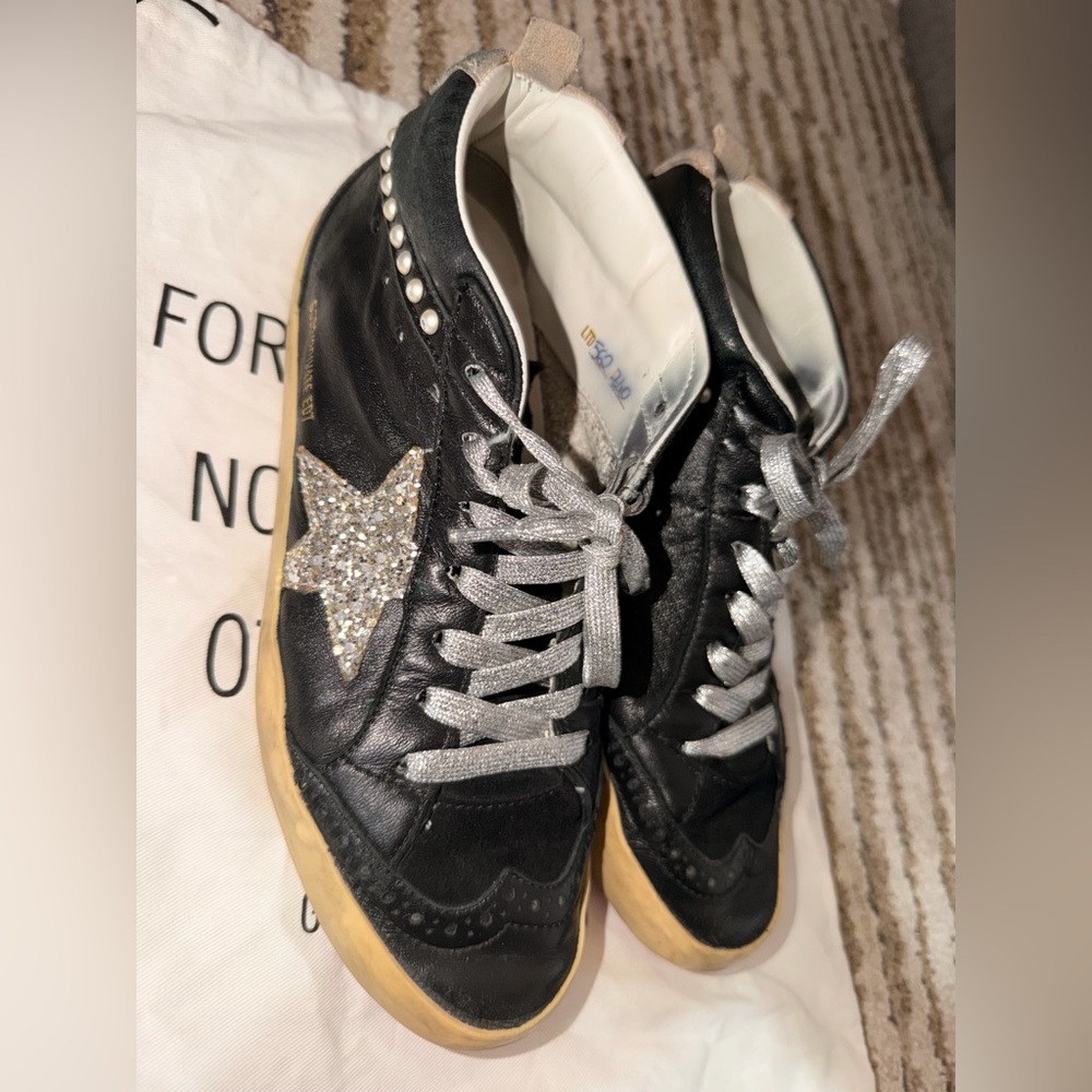 Golden Goose Midstar Black Sneakers with Silver Accents - Picture 2 of 8